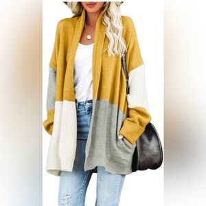 NWOT ~ WOMEN OPEN FRONT CARDIGAN BOHO COLOR BLOCK